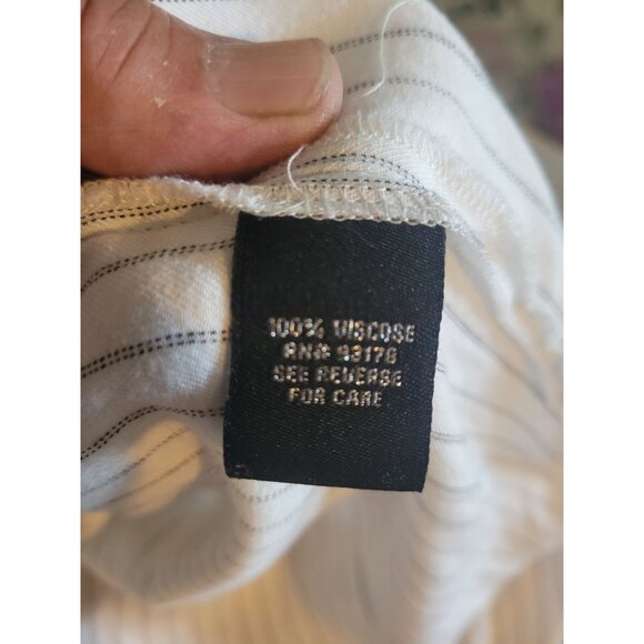 Catherine Malandrino Striped Button-Up Blouse High Collar XL officecore boardroo - Picture 7 of 8